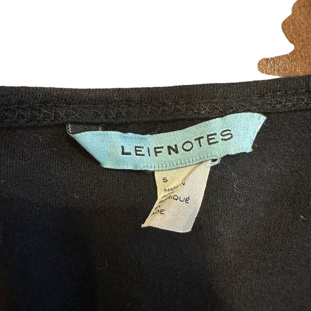 Anthro Leifnotes Womens dress black jersey, bird embellished navy skirt S - Picture 5 of 9